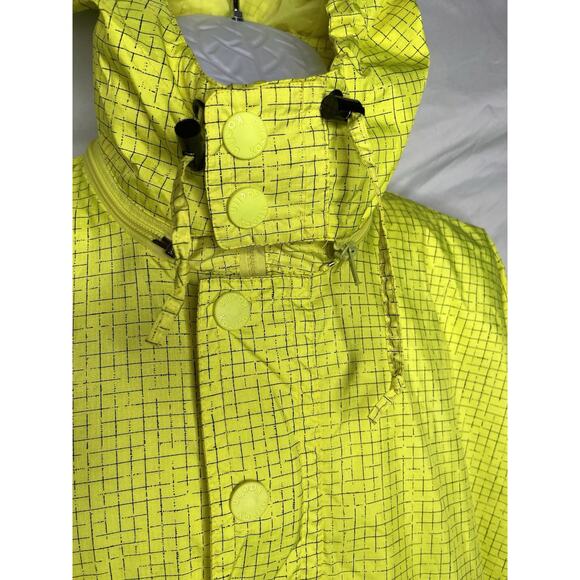 Kaelin Tech Light Ski Pullover Jacket Hoodie Grid Print Yellow Nylon Large 1990s - Picture 2 of 11